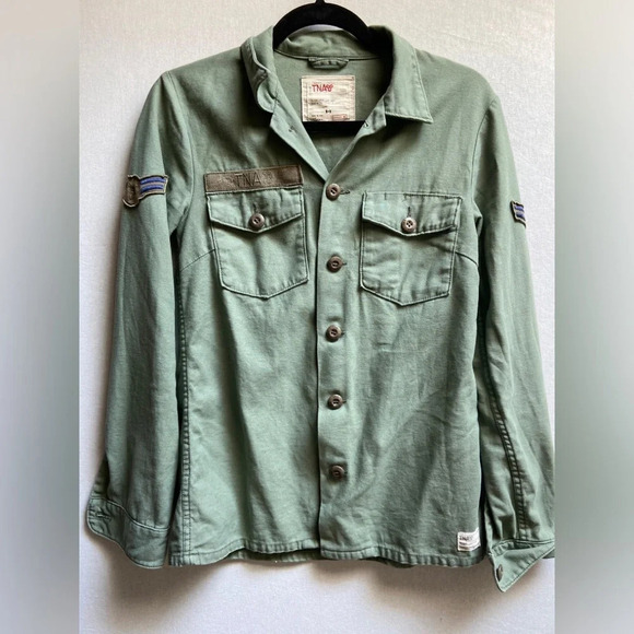 TNA Aritzia  Military utility button up patch cotton shirt Sz XS - Picture 1 of 11